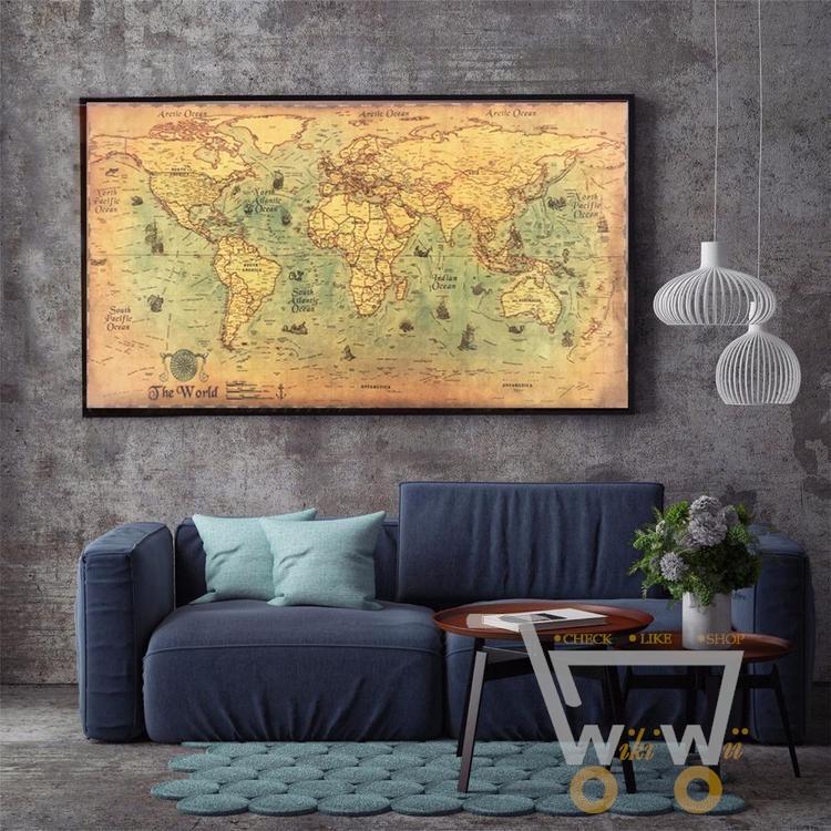 Vintage Nautical World Map Poster - WikiWii