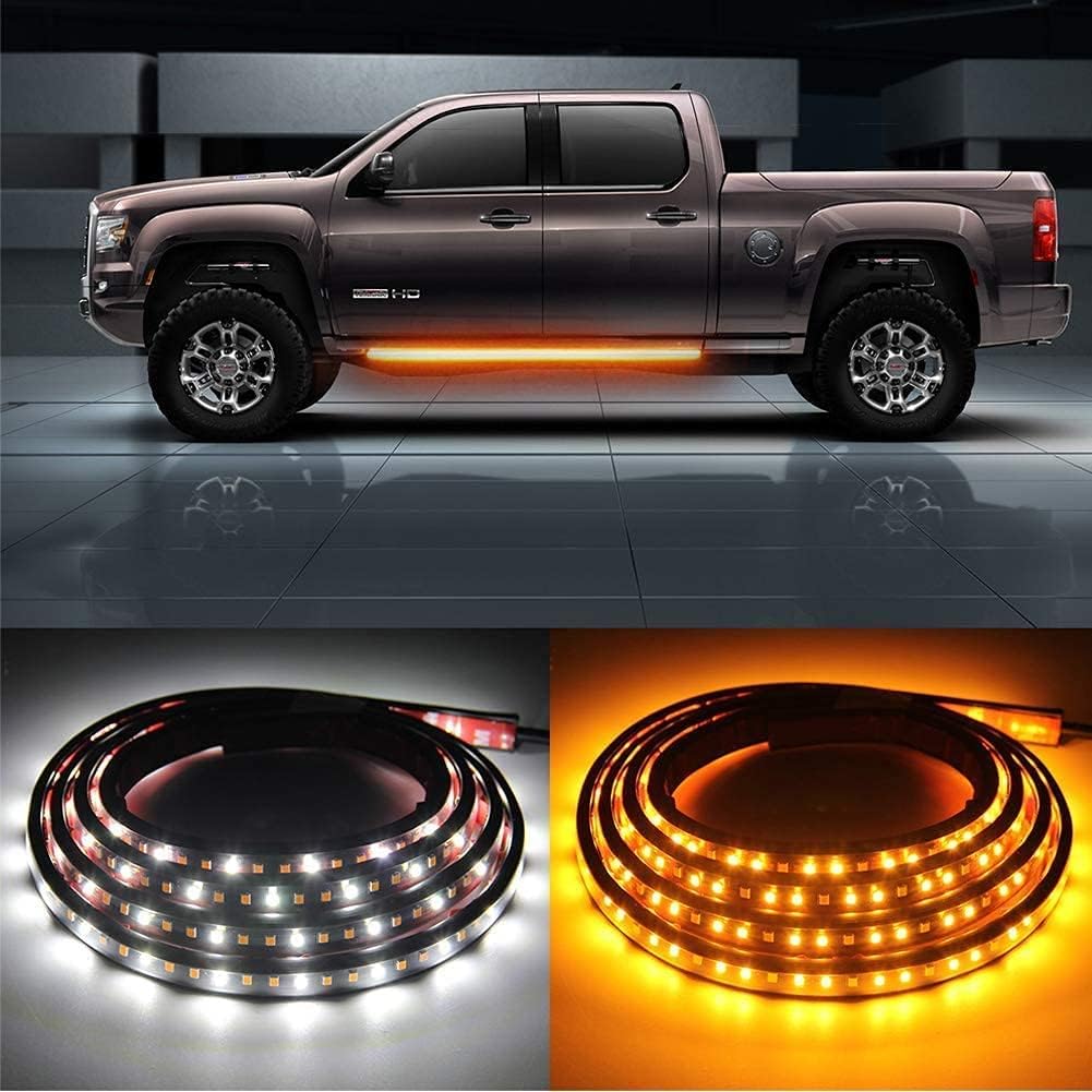 2PCs Truck LED Running Board Lights Sequential Amber Side Marker Light 70 Inch
