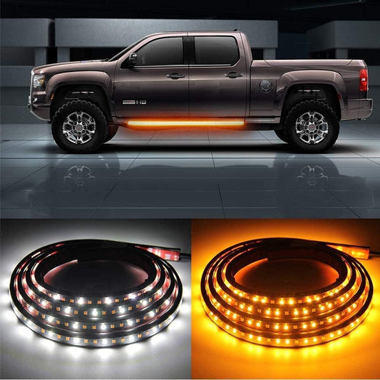 2PCs Truck LED Running Board Lights Sequential Amber Side Marker Light 70 Inch