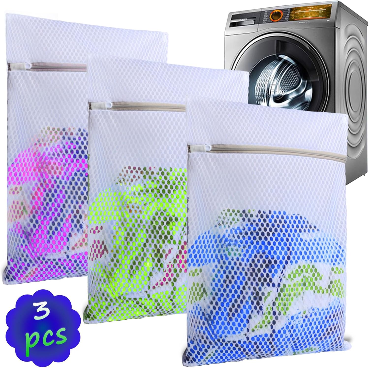 3Pcs Hanging Laundry Bags for Socks