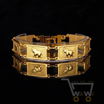 18K Gold/ Platinum Plated Elephant Bracelet - WikiWii