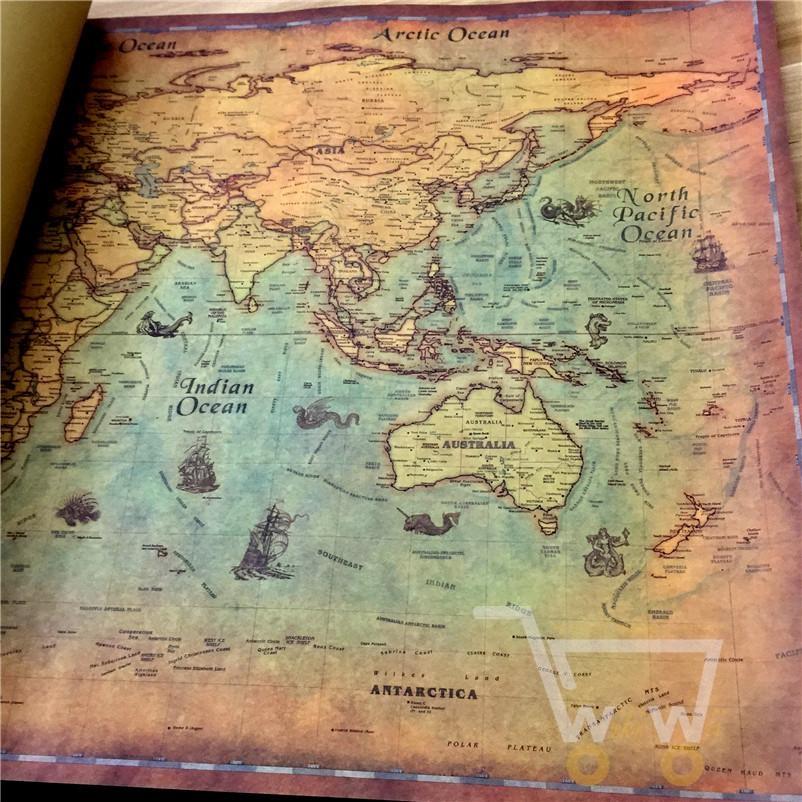 Vintage Nautical World Map Poster - WikiWii