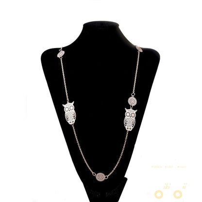 14 k Gold Plated Simple Style Owl Long Necklace - WikiWii