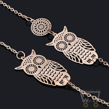 14 k Gold Plated Simple Style Owl Long Necklace - WikiWii