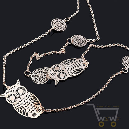 14 k Gold Plated Simple Style Owl Long Necklace - WikiWii