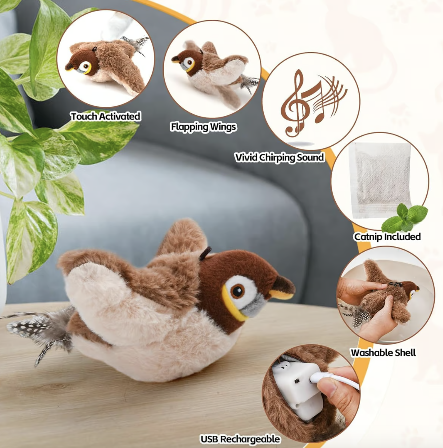 🐾Interactive Chirping Bird Cat Toy