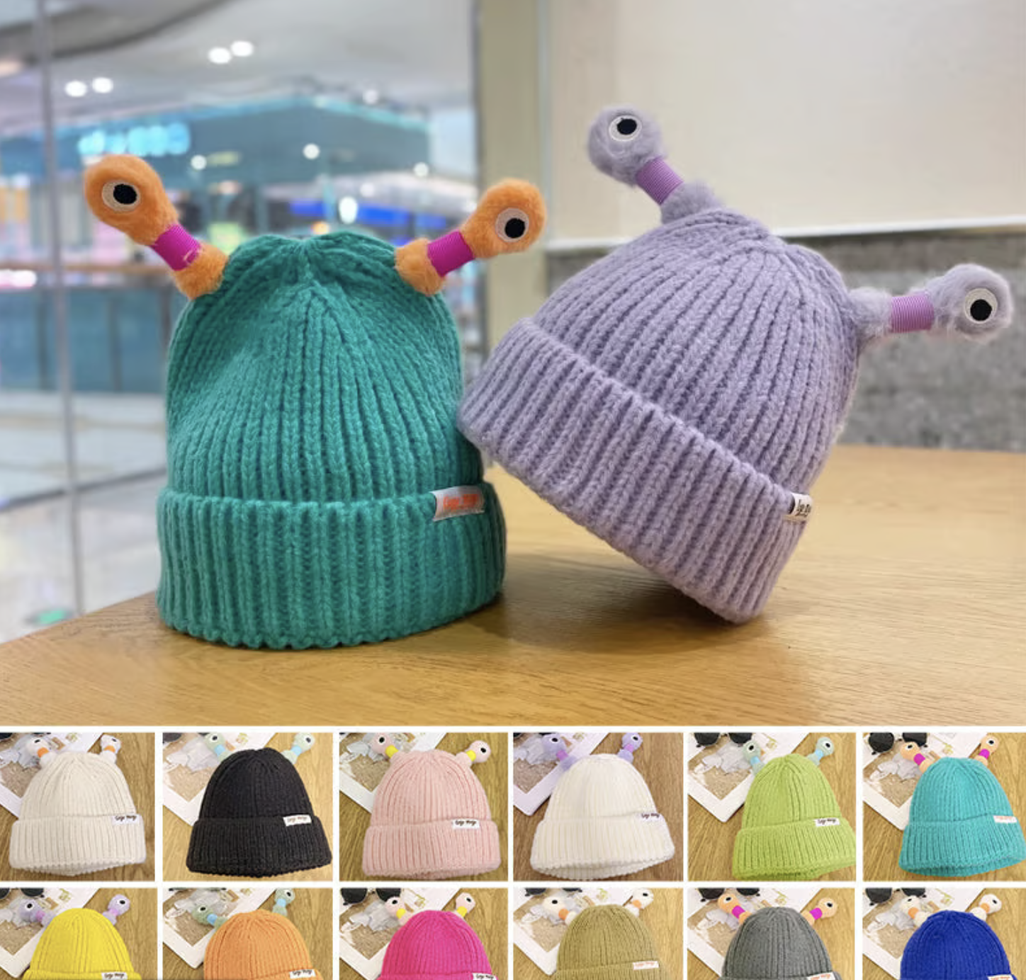 🔥Winter Parent-Child Cute Glowing Little Monster Knit Hat