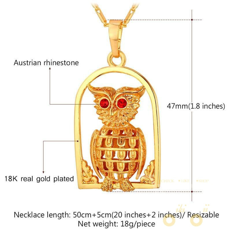 18K Gold/Platinum Plated Fashion Jewelry Owl Necklace - WikiWii