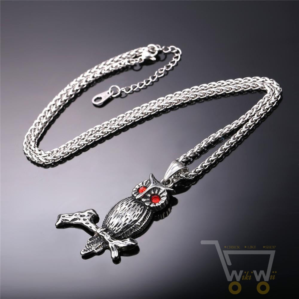 18K Gold Plated / Stainless Steel Chain Owl Necklace - WikiWii