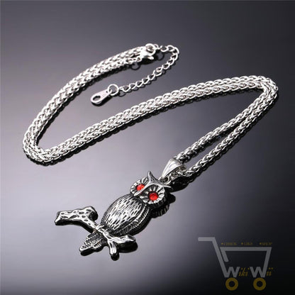 18K Gold Plated / Stainless Steel Chain Owl Necklace - WikiWii