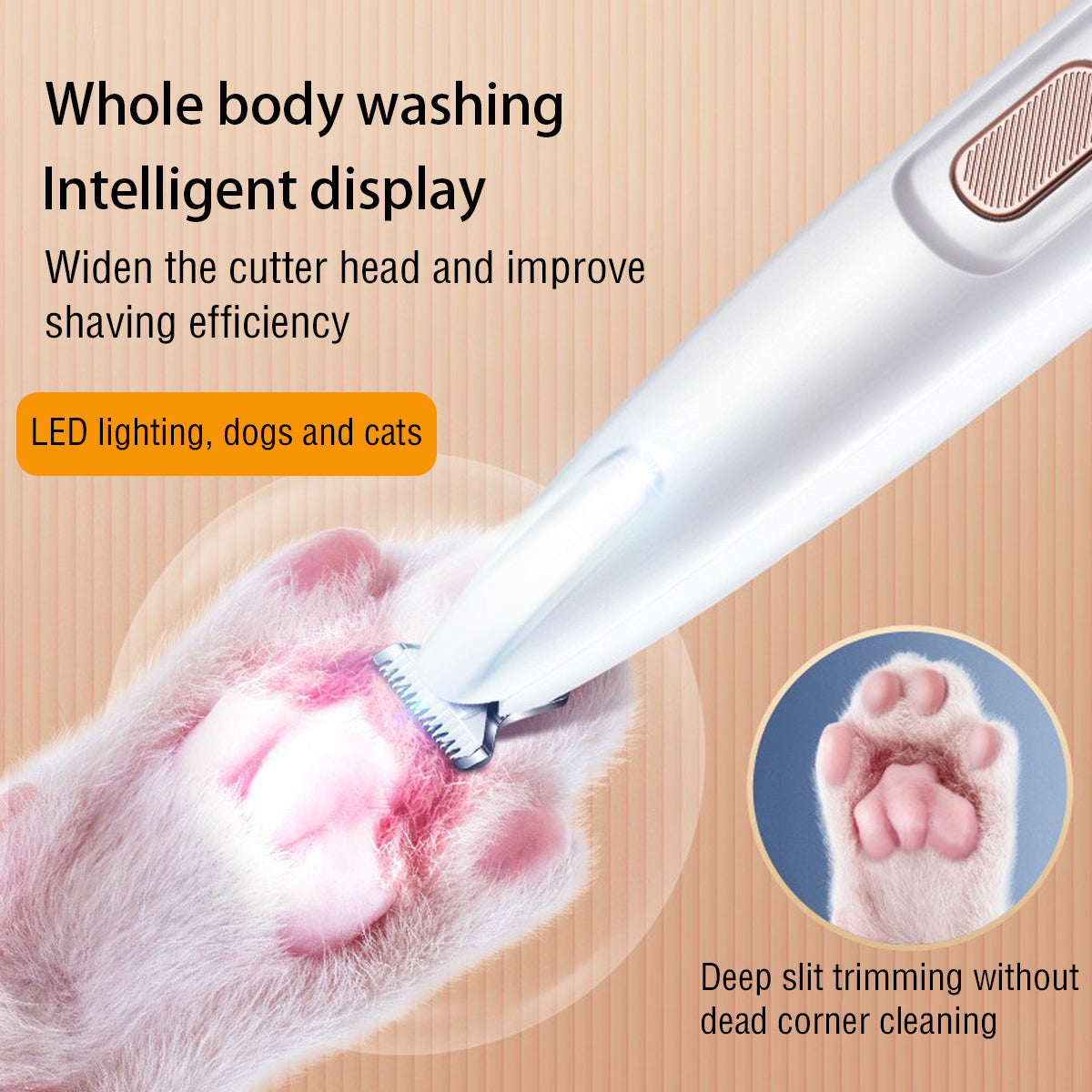 2025 Waterproof Rechargeable Pet Shaver with LED Light