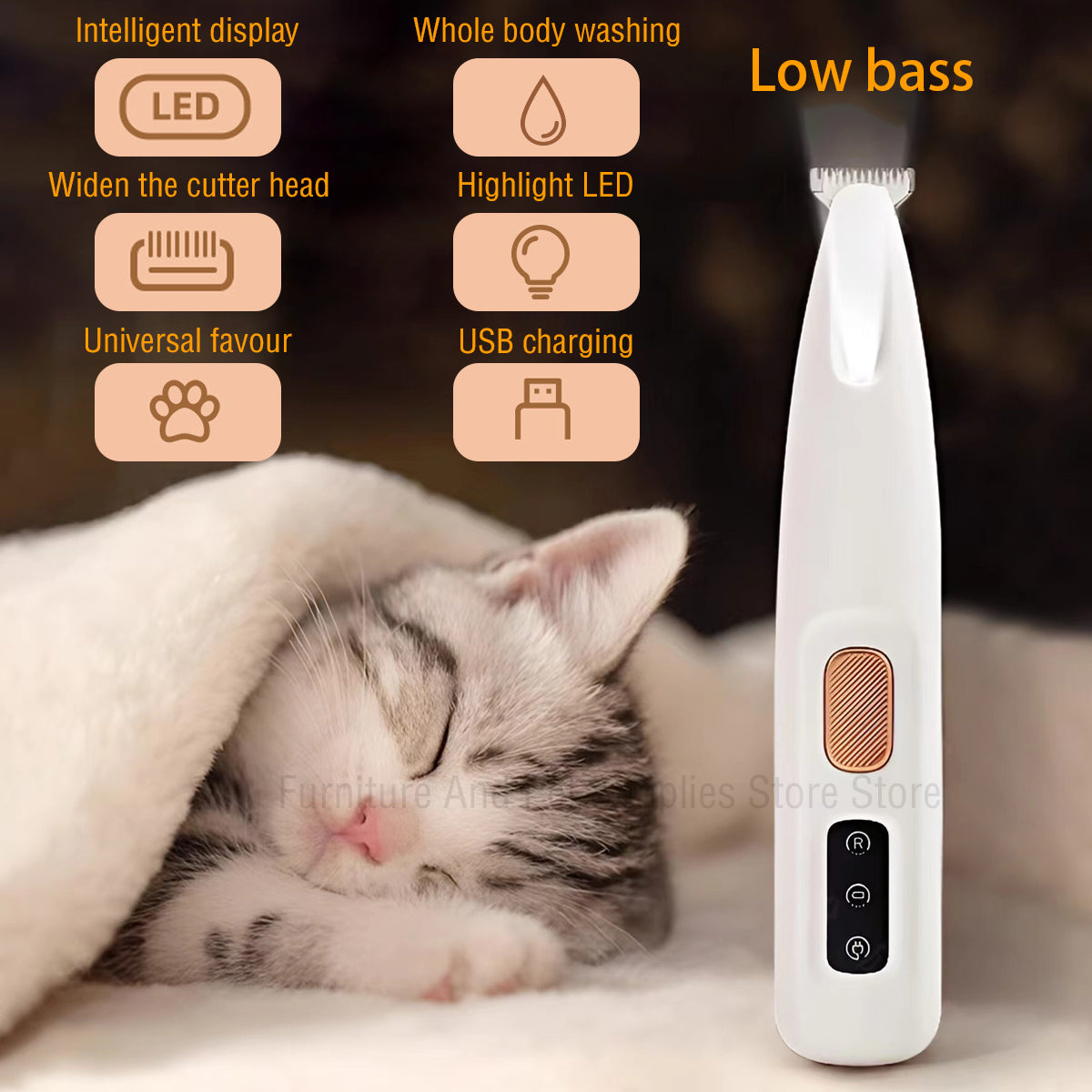 2025 Waterproof Rechargeable Pet Shaver with LED Light