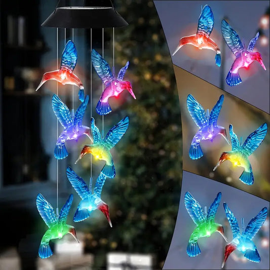 Solar Hummingbird Wind Chimes 2025
