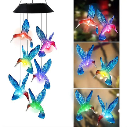 Solar Hummingbird Wind Chimes 2025