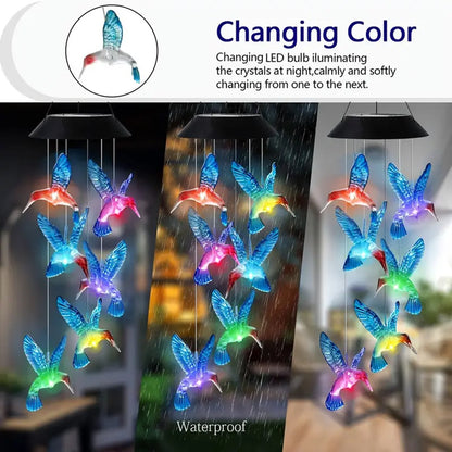 Solar Hummingbird Wind Chimes 2025