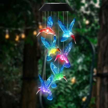 Solar Hummingbird Wind Chimes 2025