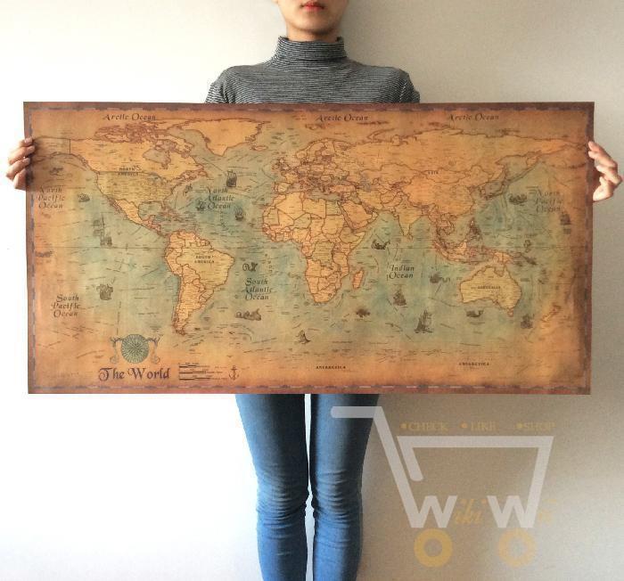 Vintage Nautical World Map Poster - WikiWii