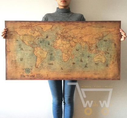 Vintage Nautical World Map Poster - WikiWii