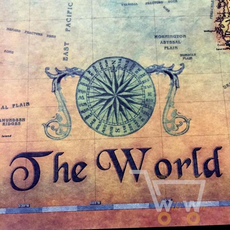 Vintage Nautical World Map Poster - WikiWii