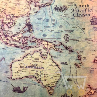 Vintage Nautical World Map Poster - WikiWii