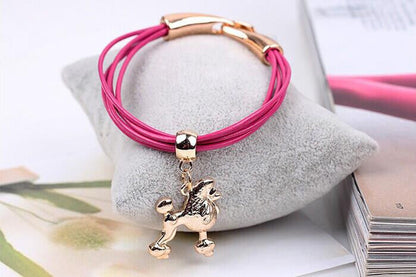 rose pink string love dog charms bracelet - WikiWii