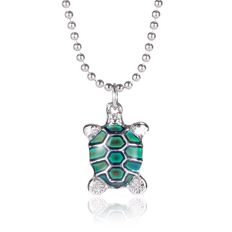 Sea Turtle Necklace Pendant with Bead Chain (Temperature Change Color ) - WikiWii