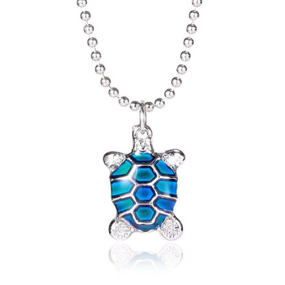 Sea Turtle Necklace Pendant with Bead Chain (Temperature Change Color ) - WikiWii