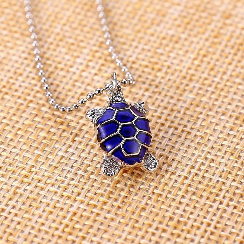 Sea Turtle Necklace Pendant with Bead Chain (Temperature Change Color ) - WikiWii