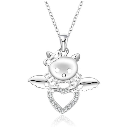 Silver Fashion Jewelry cat  give you luck Necklace necklace - WikiWii