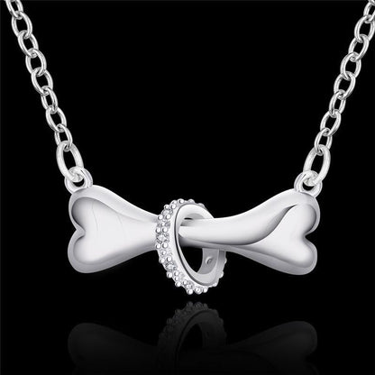 Silver Plated Necklace Dog Bone Chain Necklaces - WikiWii