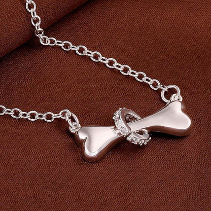 Silver Plated Necklace Dog Bone Chain Necklaces - WikiWii