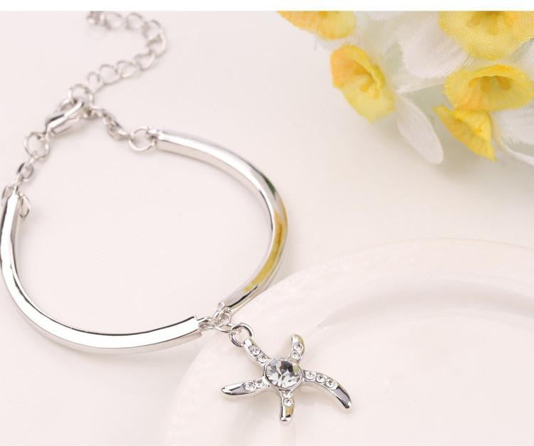Silver Plated Starfish Bracelet Bracelets - WikiWii