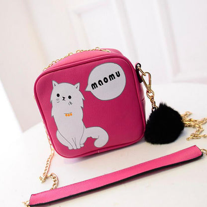 Small Square Bag With Cute Cartoon Printing Cat - WikiWii