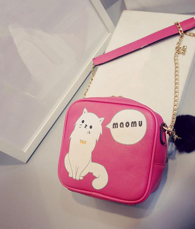 Small Square Bag With Cute Cartoon Printing Cat - WikiWii