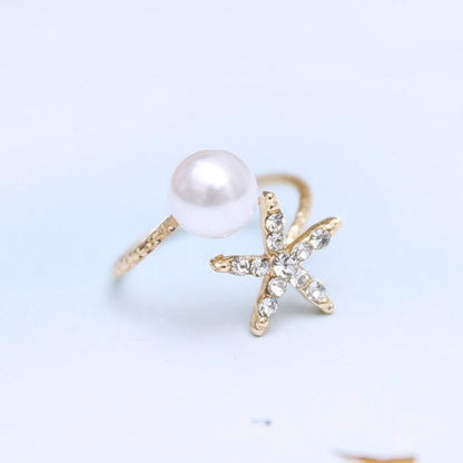 Starfish Pearl Gold Plated Ring - WikiWii