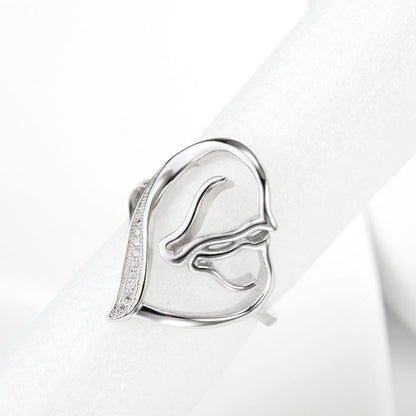 Two Horse Heart Opening Ring - WikiWii