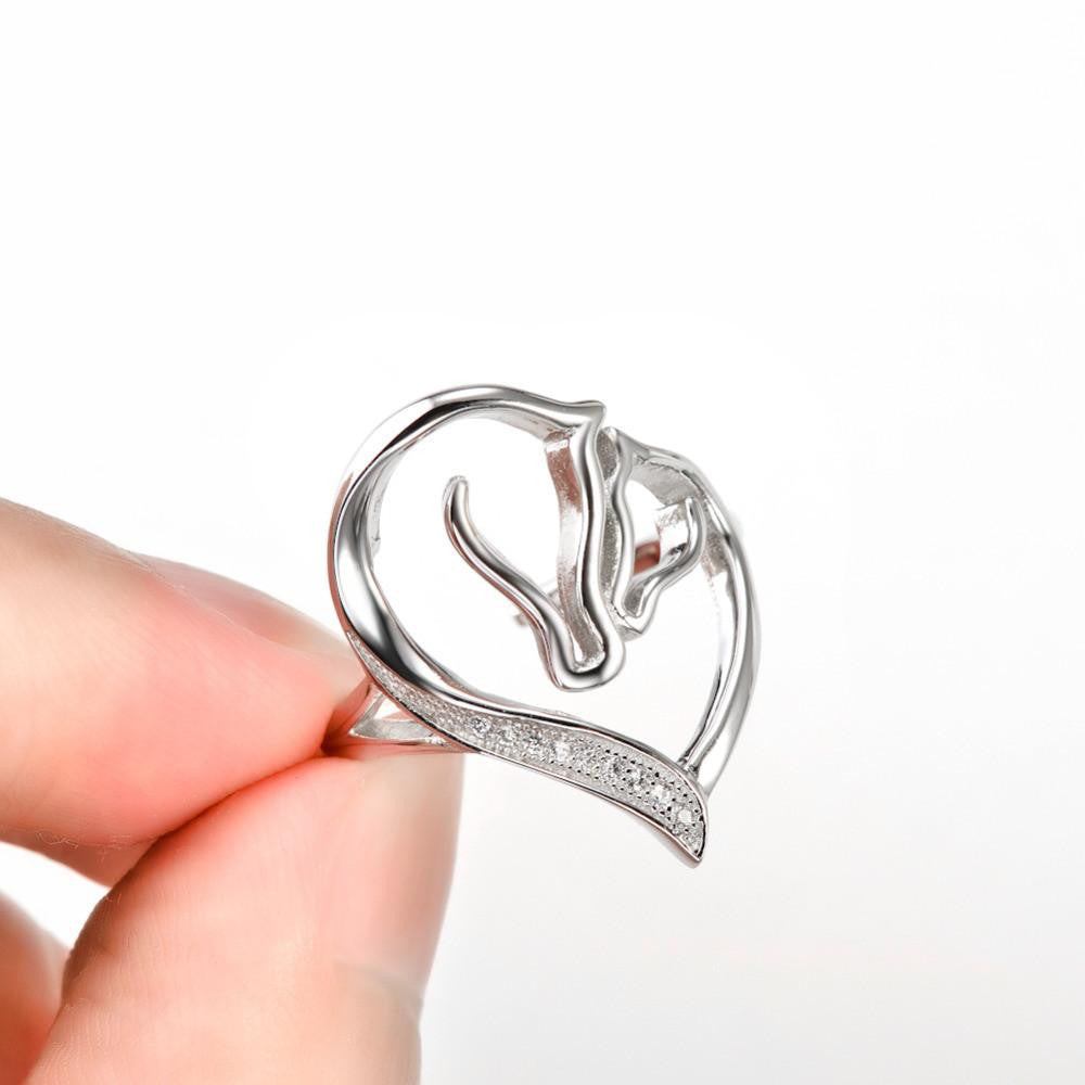 Two Horse Heart Opening Ring - WikiWii