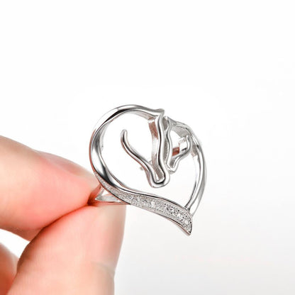 Two Horse Heart Opening Ring - WikiWii